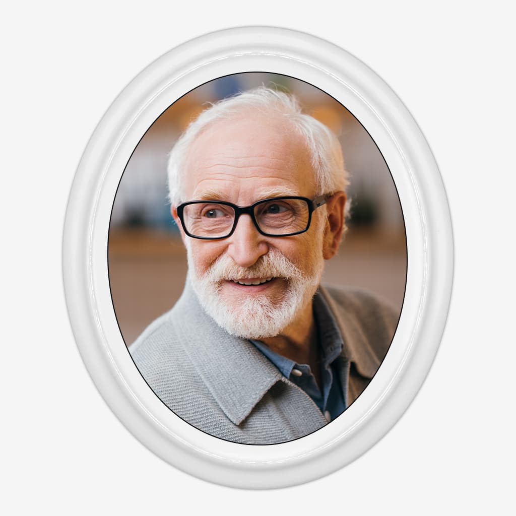 Fotoceramică funerară personalizată - Oval cu margine